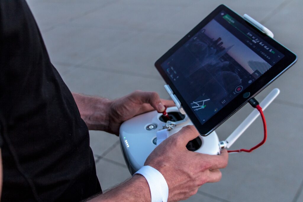 Remote controller for drone with a large screen.